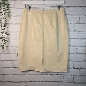 PELLE STUDIO VINTAGE WILSONS LEATHER CREAM PENCIL LEATHER SKIRT WOMENS SIZE 6